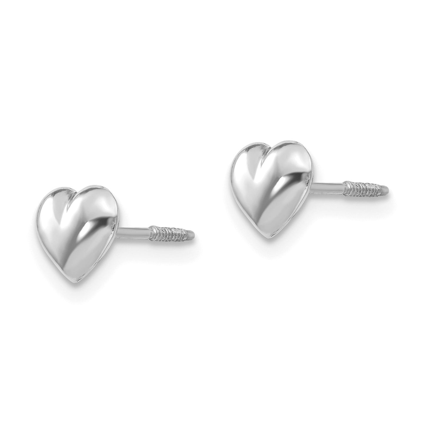 14k Madi K White Gold Puff Heart Post Earrings