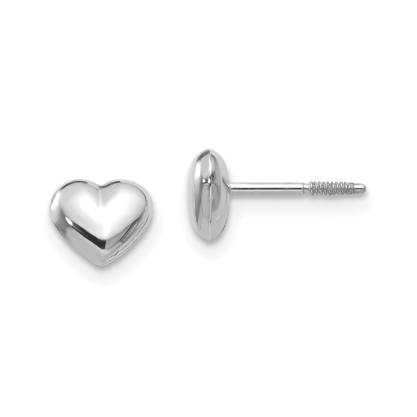 14k Madi K White Gold Puff Heart Post Earrings