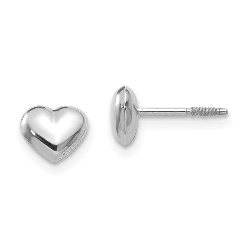 GE 14k Madi K White Gold Puff Heart Post Earrings