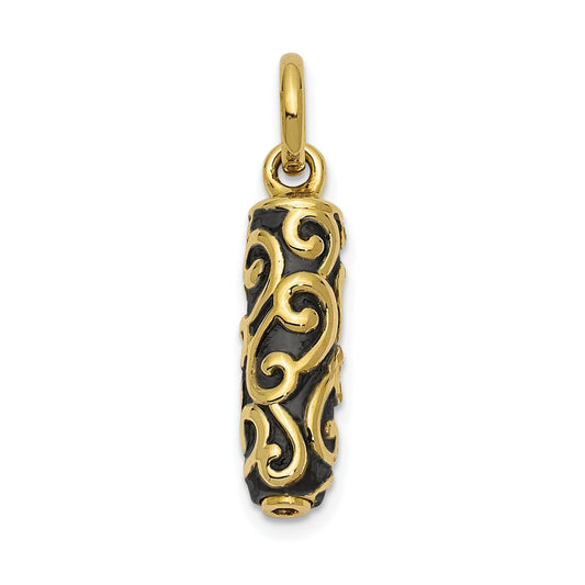 10K Cylinder Remembrance Ash Holder Pendant | 14K Yellow Gold | Sentimental Expressions