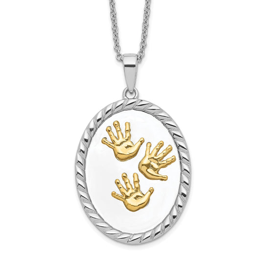 Hand Prints Pendant | Rhodium Plated Sterling Silver | Sentimental Expressions