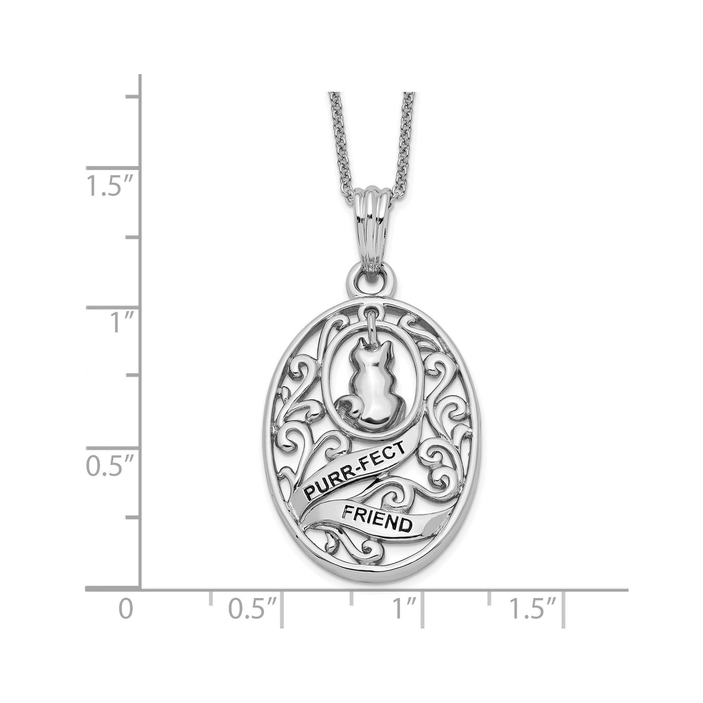 SE Animal Friends-Cat | Rhodium Plated Sterling Silver | Sentimental Expressions