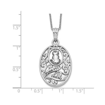 SE Animal Friends-Cat | Rhodium Plated Sterling Silver | Sentimental Expressions
