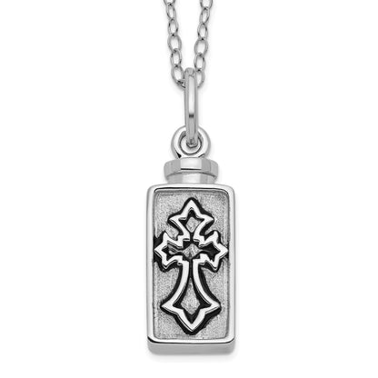 Rectangle Box Cross Ash Holder | Rhodium Plated Sterling Silver | Sentimental Expressions