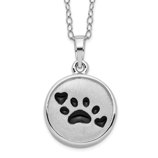 Enameled Paw Print Ash Holder | Rhodium Plated Sterling Silver | Sentimental Expressions