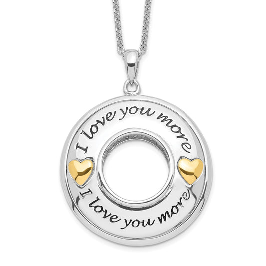 I Love You More Reversible Pendant | Rhodium Plated Sterling Silver | Sentimental Expressions