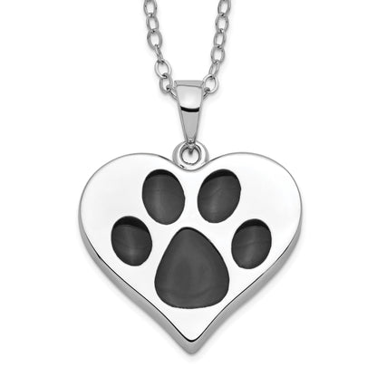 Paw In Heart Ash Holder | Rhodium Plated Sterling Silver | Sentimental Expressions