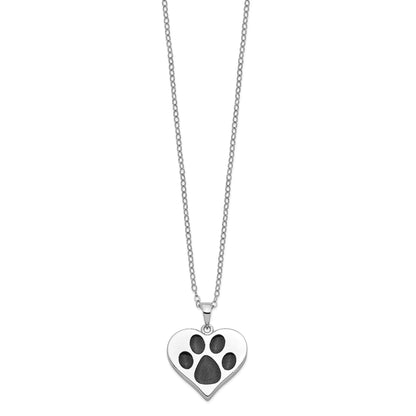 Paw In Heart Ash Holder | Rhodium Plated Sterling Silver | Sentimental Expressions