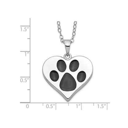 Paw In Heart Ash Holder | Rhodium Plated Sterling Silver | Sentimental Expressions