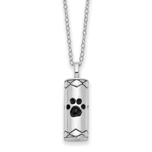 Cylinder with Paws Ash Holder | Rhodium Plated Sterling Silver | Sentimental Expressions