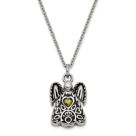 Birthstone Antiqued Angel Ash Holder (Aug) | Stainless Steel | Sentimental Expressions