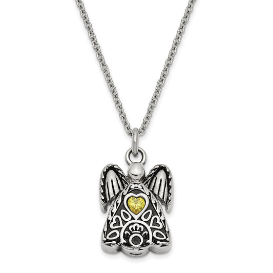 Birthstone Antiqued Angel Ash Holder (November) | Stainless Steel | Sentimental Expressions