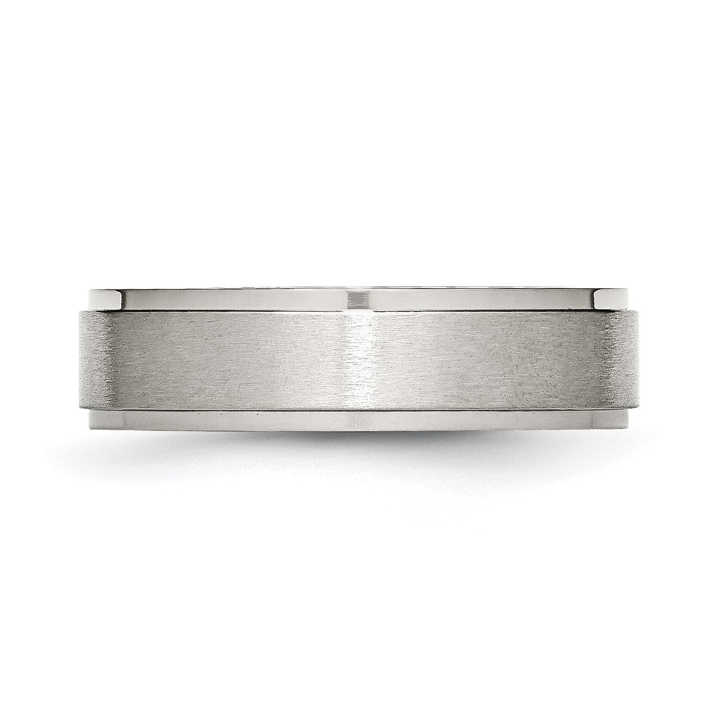 Chisel Stainless Steel Polished with Brushed Center 6mm Ridged Edge Band