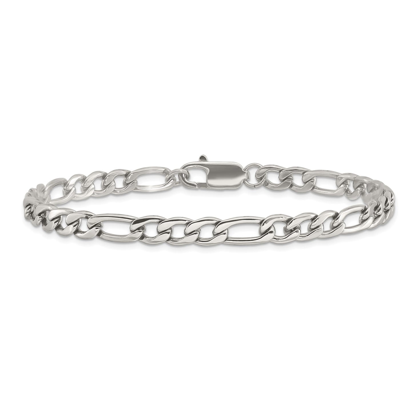 Chisel Stainless Steel Polished 9 inch Figaro Bracelet