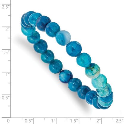 Chisel 8mm Blue Fire Agate Beaded Stretch Bracelet