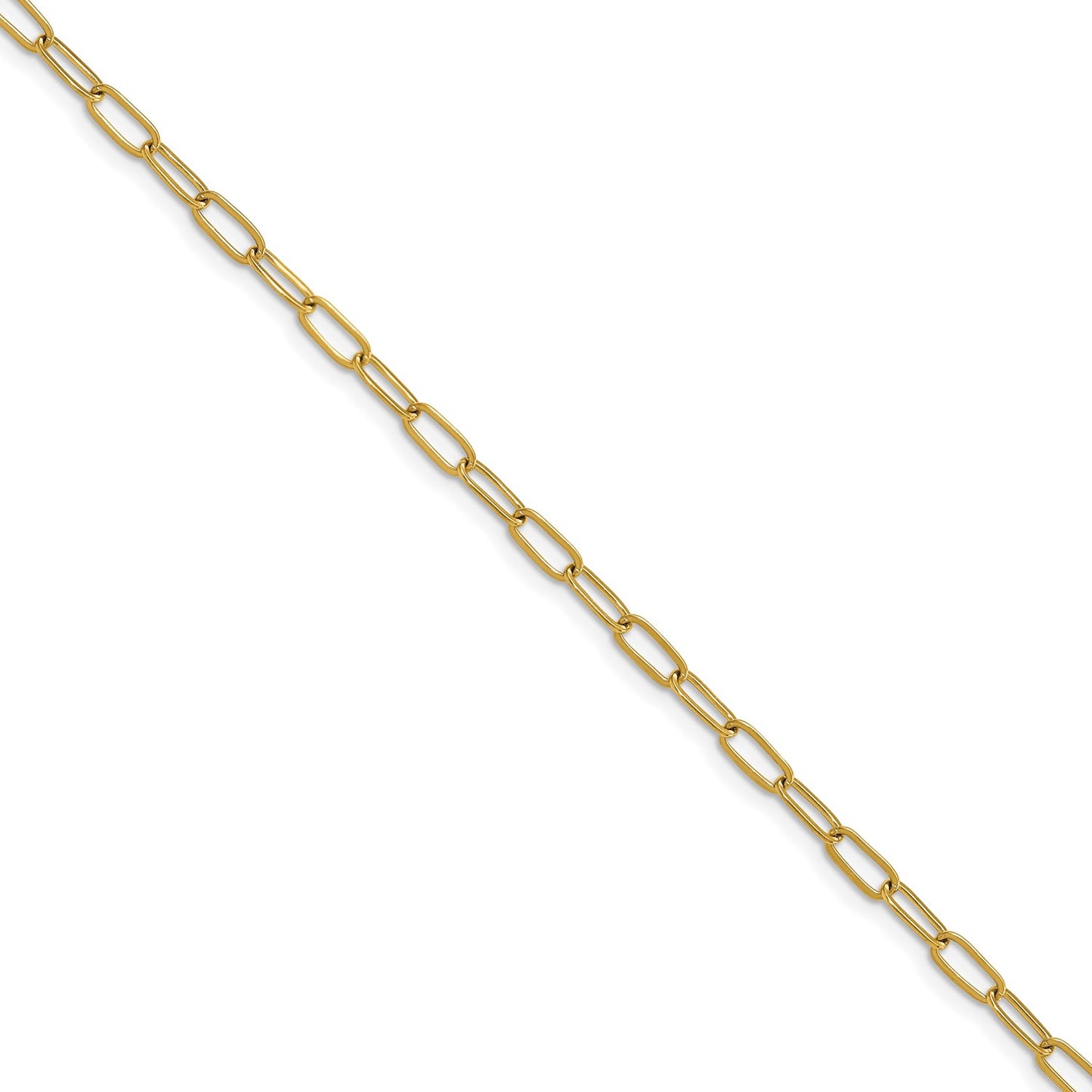 Chisel Stainless Steel Polished Yellow IP-plated Elongated Open Link Paperclip 6.5 inch Bracelet with 1 inch Extension