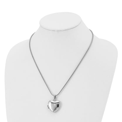 Stainless Steel Polished Heart w/CZ Magnetic Locket 20in Necklace