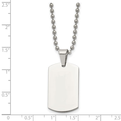 Chisel Stainless Steel Brushed and Polished 2mm Reversible Dog Tag on a 24 inch Ball Chain Necklace