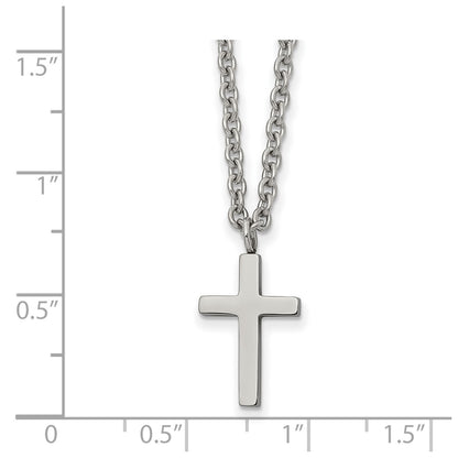 Chisel Stainless Steel Polished 16mm Cross Pendant on an 18 inch Cable Chain Necklace