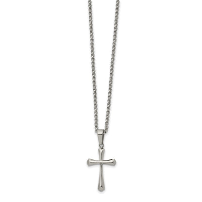 Chisel Stainless Steel Polished Cross Pendant on a 22 inch Rolo Chain Necklace