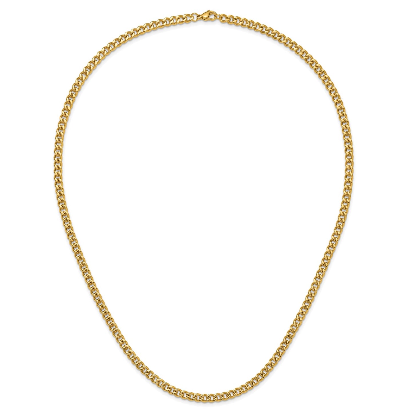 Chisel Stainless Steel Polished Yellow IP-plated 5mm 24 inch Curb Chain Necklace