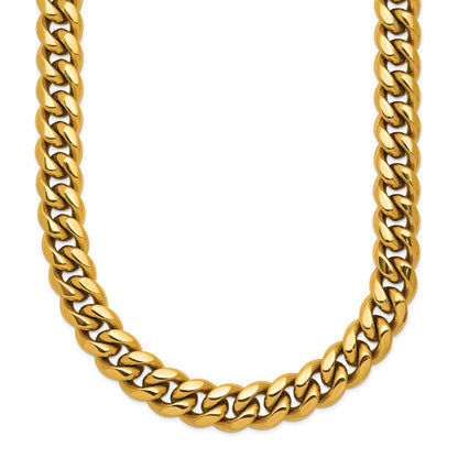 Chisel Stainless Steel Polished Yellow IP-plated 8mm 24 inch Curb Link Necklace