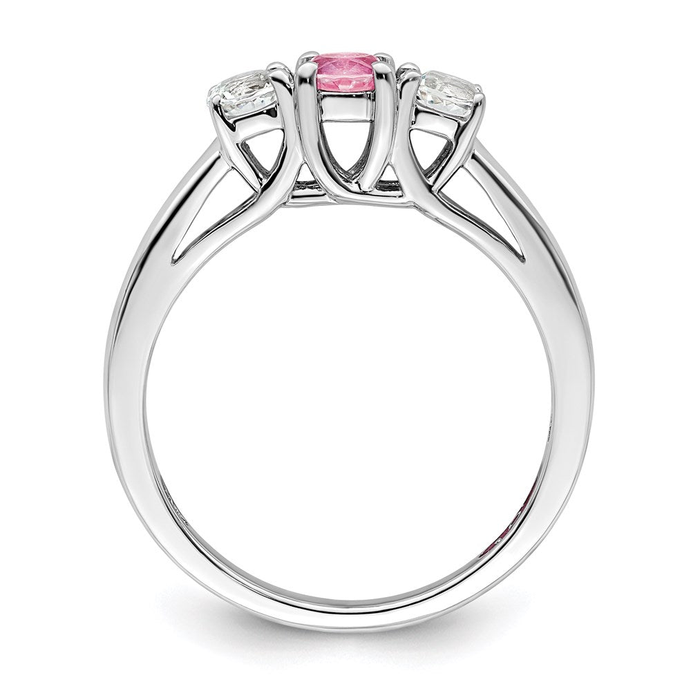GSS Sterling Silver Rhodium-plated Clear and Pink Topaz Pamela Ring