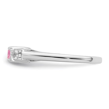 GSS Sterling Silver Rhodium-plated Clear and Pink Topaz Pamela Ring