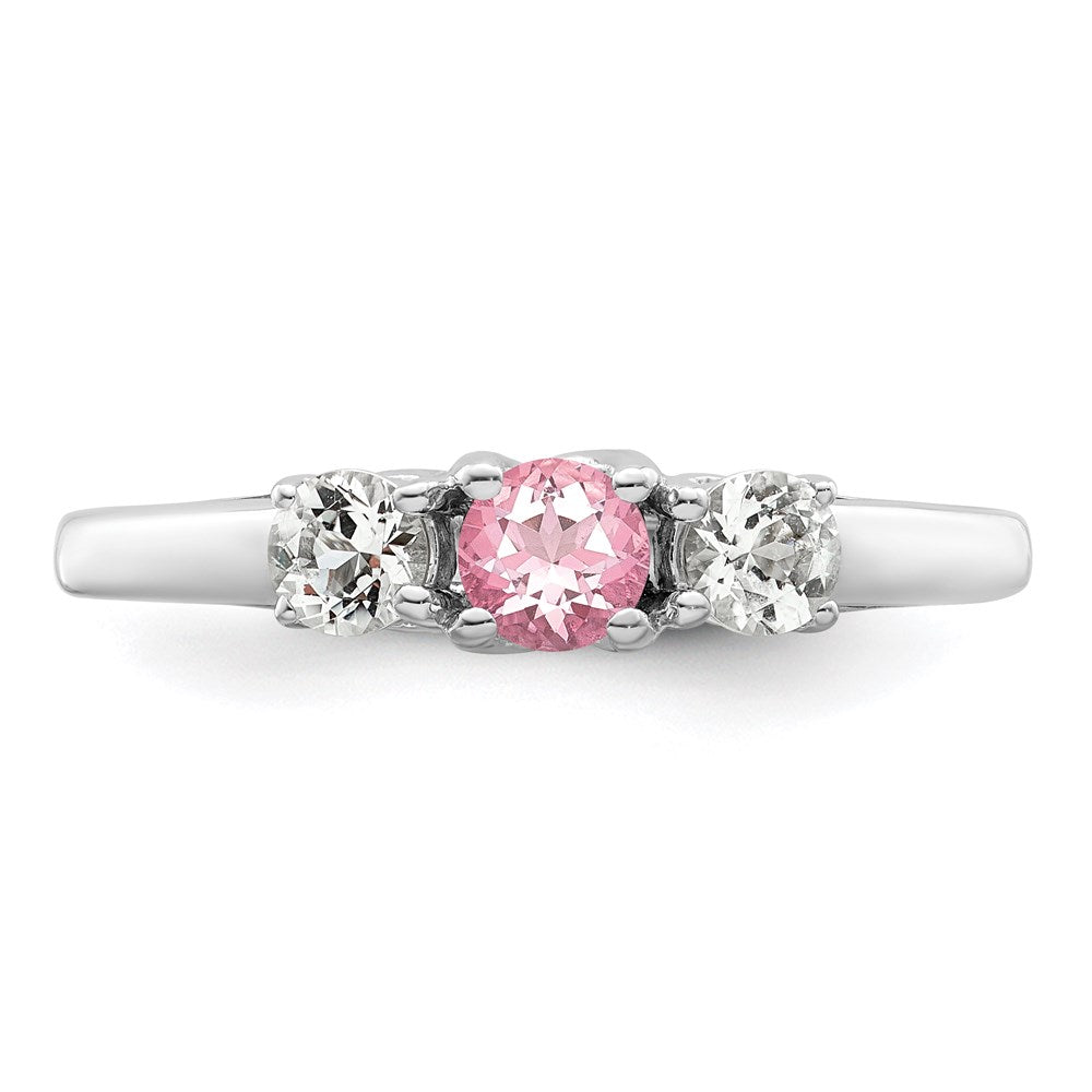 GSS Sterling Silver Rhodium-plated Clear and Pink Topaz Pamela Ring