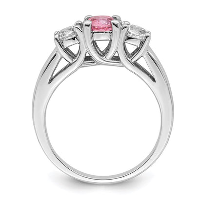 GSSR Sterling Silver Rhodium-plated Clear and Pink Topaz Pamela Ring