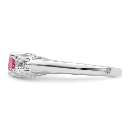 GSSR Sterling Silver Rhodium-plated Clear and Pink Topaz Pamela Ring