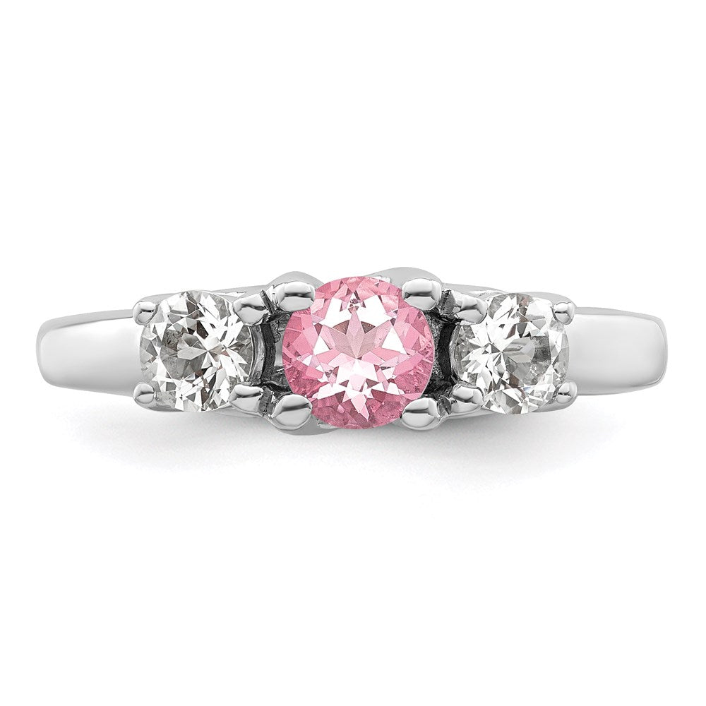 GSSR Sterling Silver Rhodium-plated Clear and Pink Topaz Pamela Ring