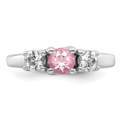 GSSR Sterling Silver Rhodium-plated Clear and Pink Topaz Pamela Ring