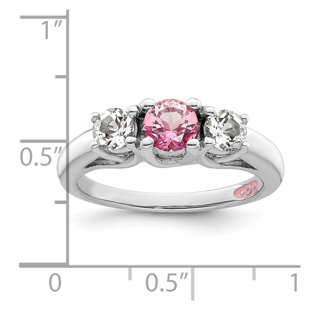 GSSR Sterling Silver Rhodium-plated Clear and Pink Topaz Pamela Ring