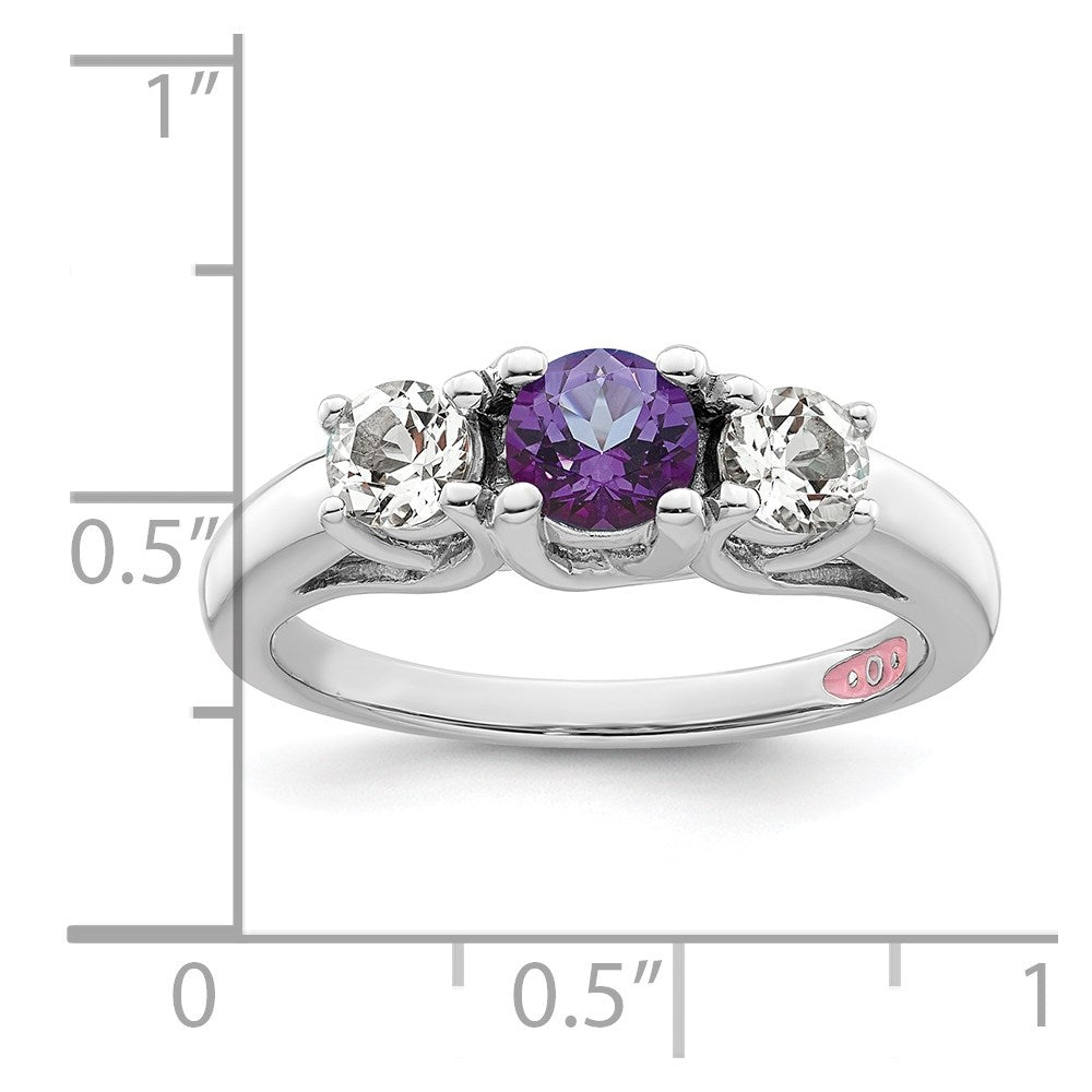 SSR Sterling Silver Rhodium-plated Clear and Purple Topaz Pamela Ring