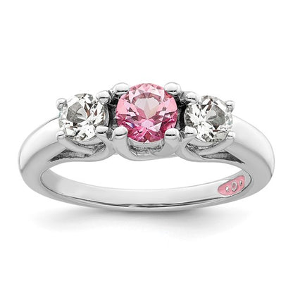 GSSR Sterling Silver Rhodium-plated Clear and Pink Topaz Pamela Ring