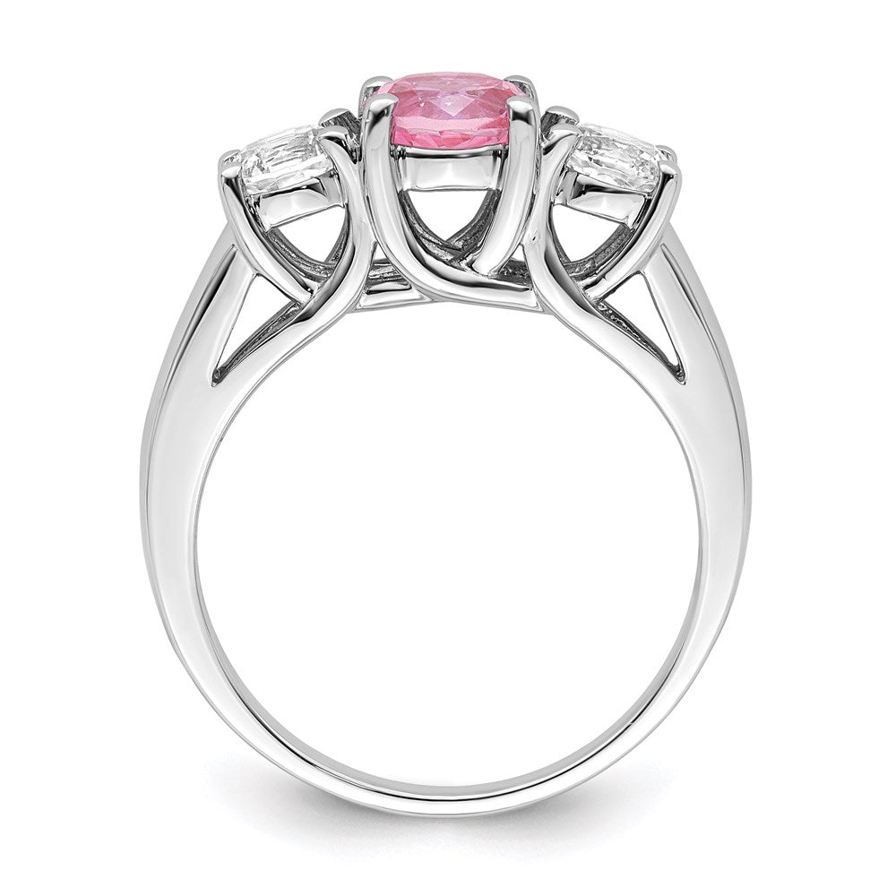 GSS Sterling Silver Rhodium-plated Clear Pink Topaz Pamela Ring