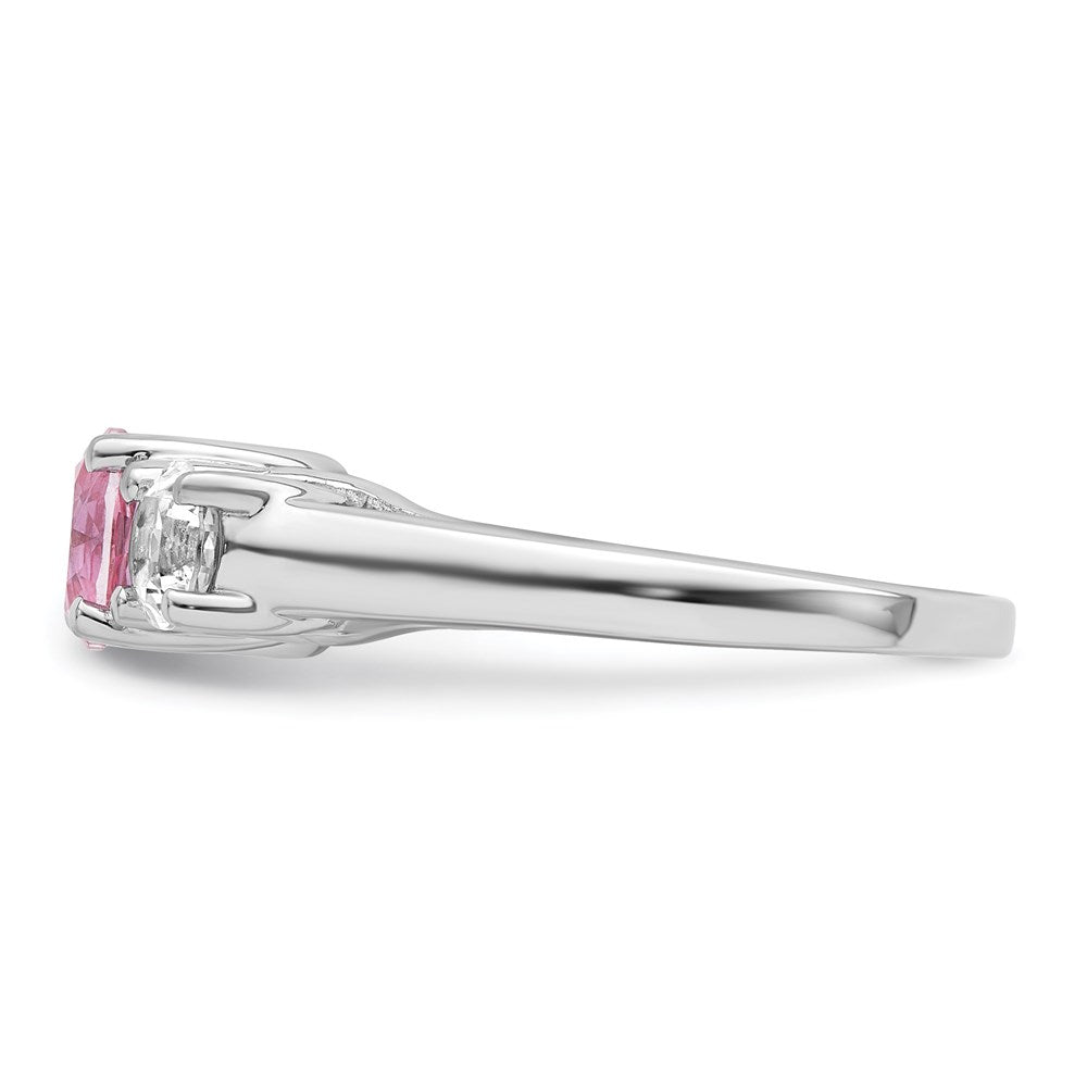 GSS Sterling Silver Rhodium-plated Clear Pink Topaz Pamela Ring