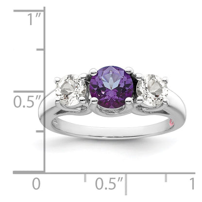 GSSR Sterling Silver Rhodium-plated Clear and Purple Topaz Pamela Ring