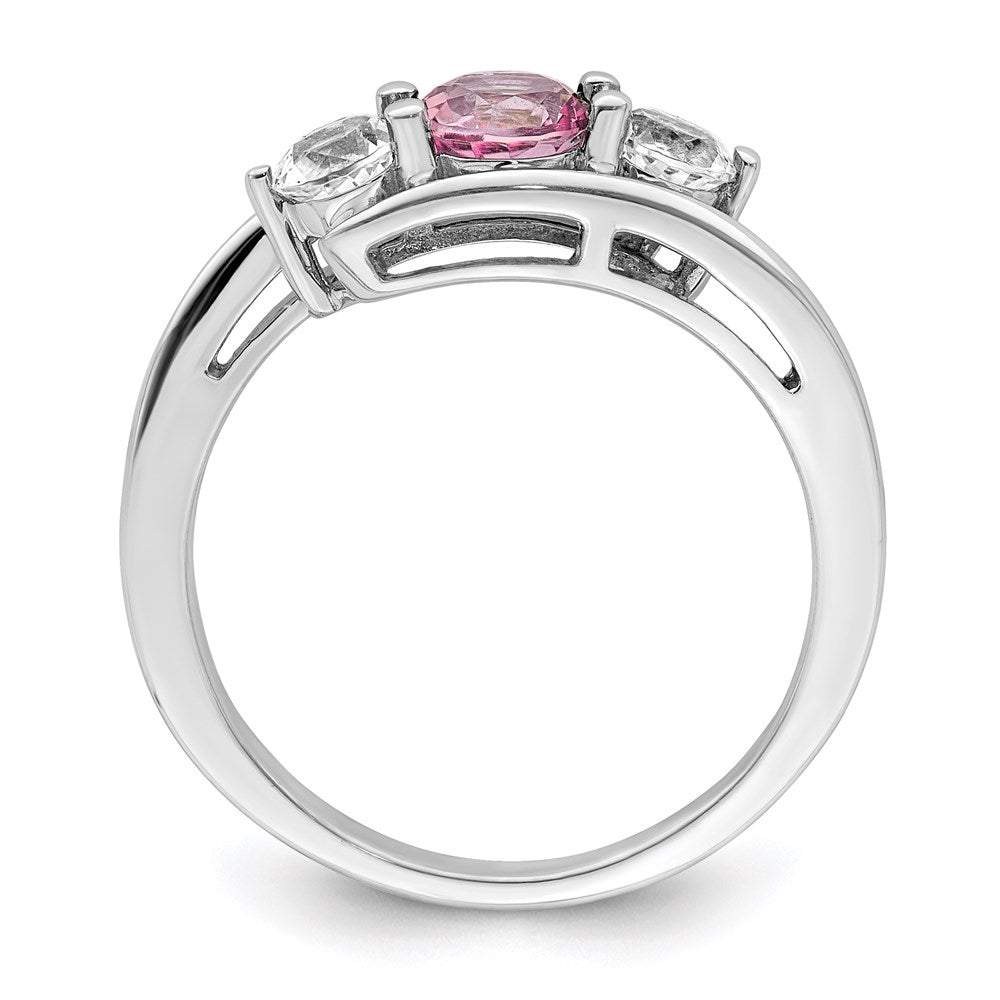 GSSR Sterling Silver Rhodium-plated White and Pink Topaz Sue Ring