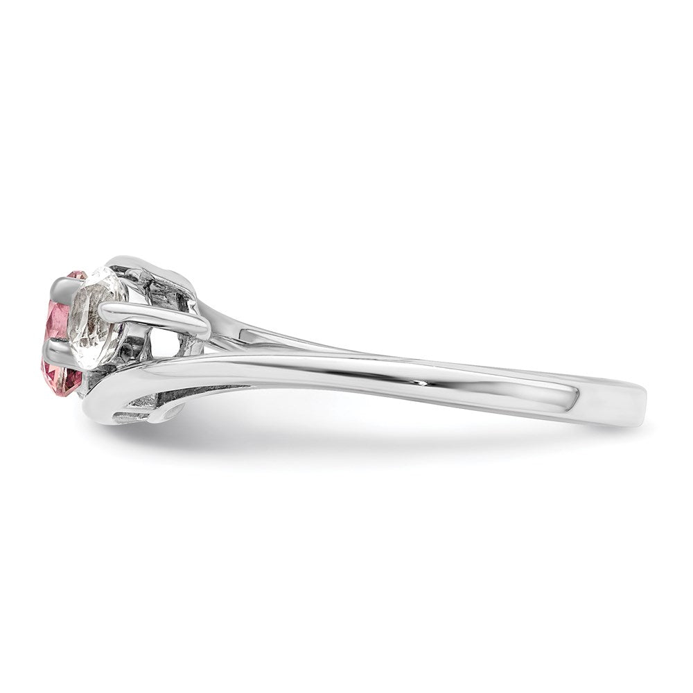 GSSR Sterling Silver Rhodium-plated White and Pink Topaz Sue Ring