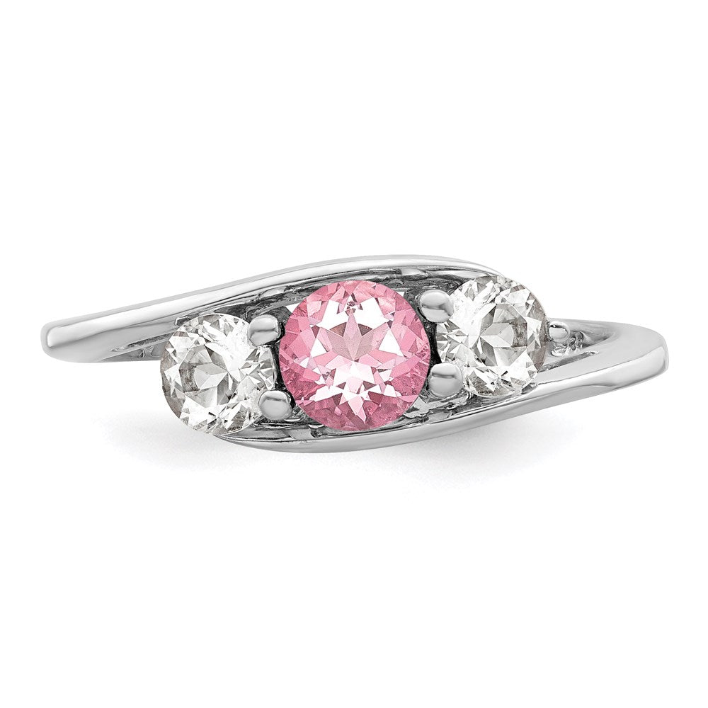 GSSR Sterling Silver Rhodium-plated White and Pink Topaz Sue Ring