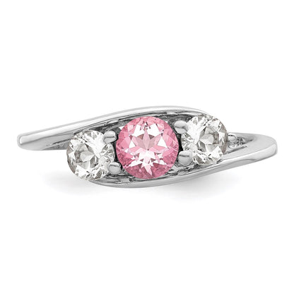 GSSR Sterling Silver Rhodium-plated White and Pink Topaz Sue Ring