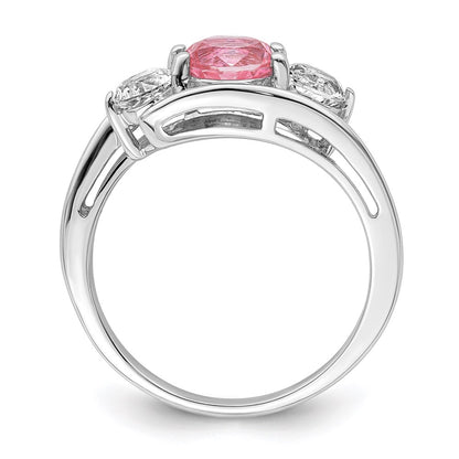 GSS Sterling Silver Rhodium-plated White and Pink Topaz Sue Ring