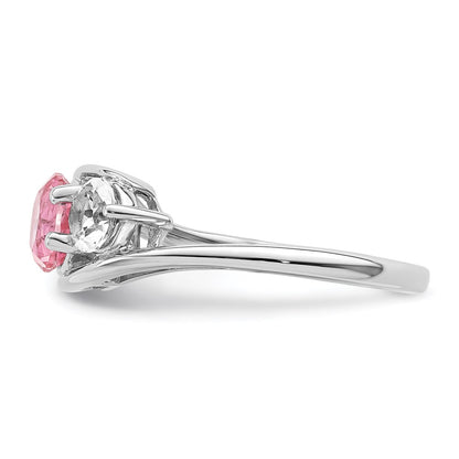 GSS Sterling Silver Rhodium-plated White and Pink Topaz Sue Ring