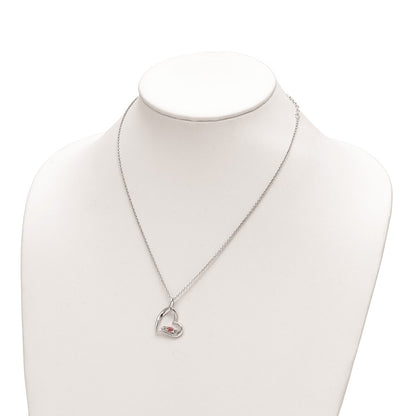 GSSN Sterling Silver Rhodium-plated Clear Pink Topaz Heart of Strength Necklace