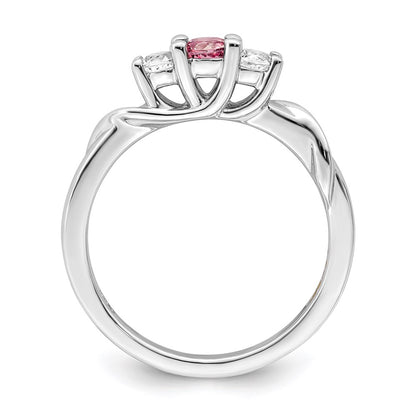 GSS Sterling Silver Rhodium-plated White and Pink Topaz Joanna Ring
