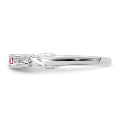 GSS Sterling Silver Rhodium-plated White and Pink Topaz Joanna Ring
