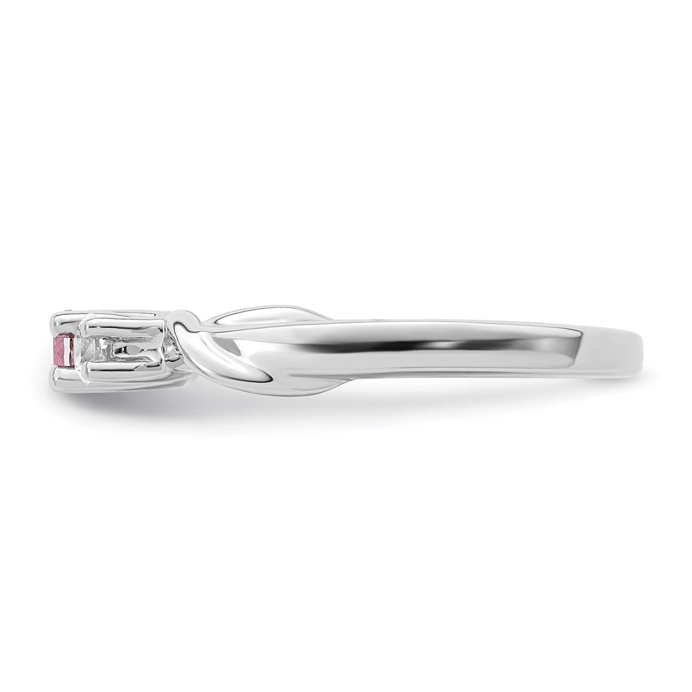 GSS Sterling Silver Rhodium-plated White and Pink Topaz Joanna Ring