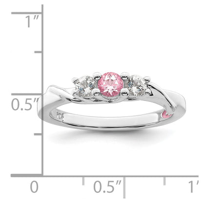 GSS Sterling Silver Rhodium-plated White and Pink Topaz Joanna Ring
